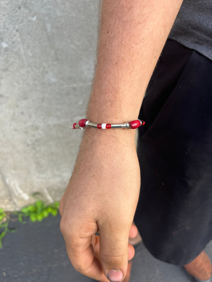 Red & Sliver SN Bracelet