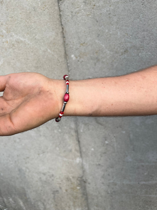 Red & Sliver SN Bracelet